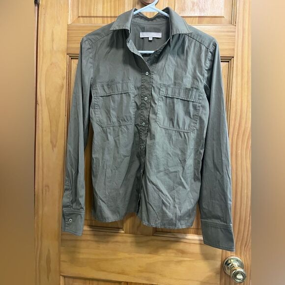 Vanessa Bruno army green button down shirt size 34 - Picture 1 of 6